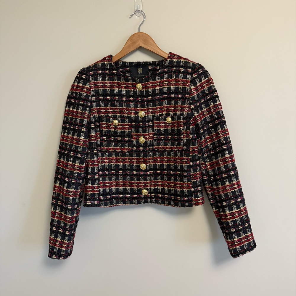 HOUSE OF HARLOW 1960 CROPPED TWEED JACKET - Picture 3 of 7